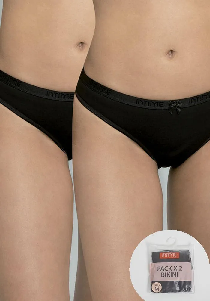 Pack 2 Bikini Algodón Elasticado Black