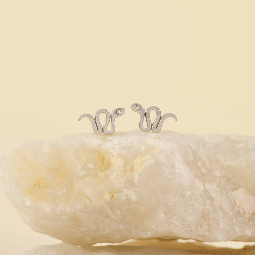 Black Aros Serpiente Plateado