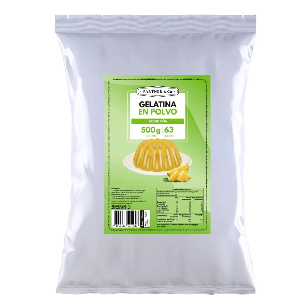 Gelatina en polvo piña bolsa