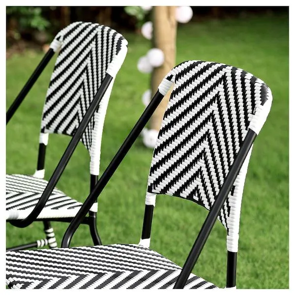 Silla para terraza, negro/blanco