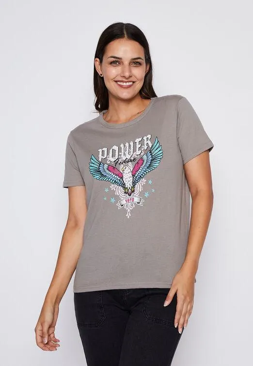 Polera Mujer Gris Power Family Shop