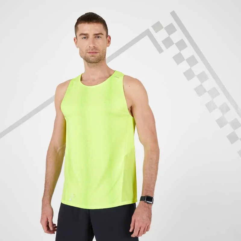 POLERA RUNNING HOMBRE SIN MANGAS AMARILLO