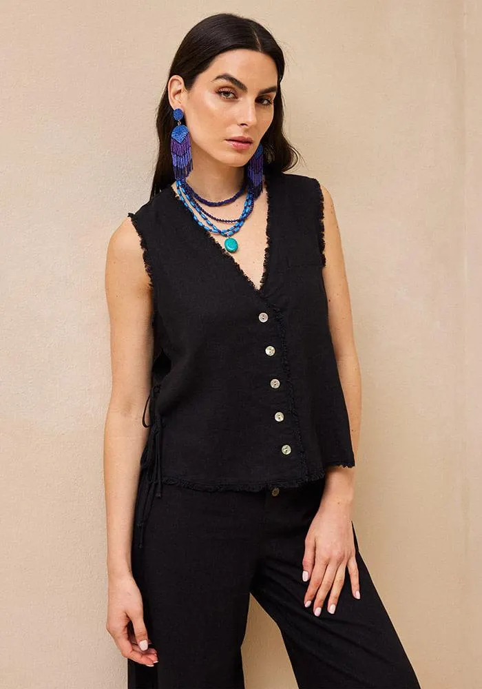 Blusa estilo gillet con amarras en costados