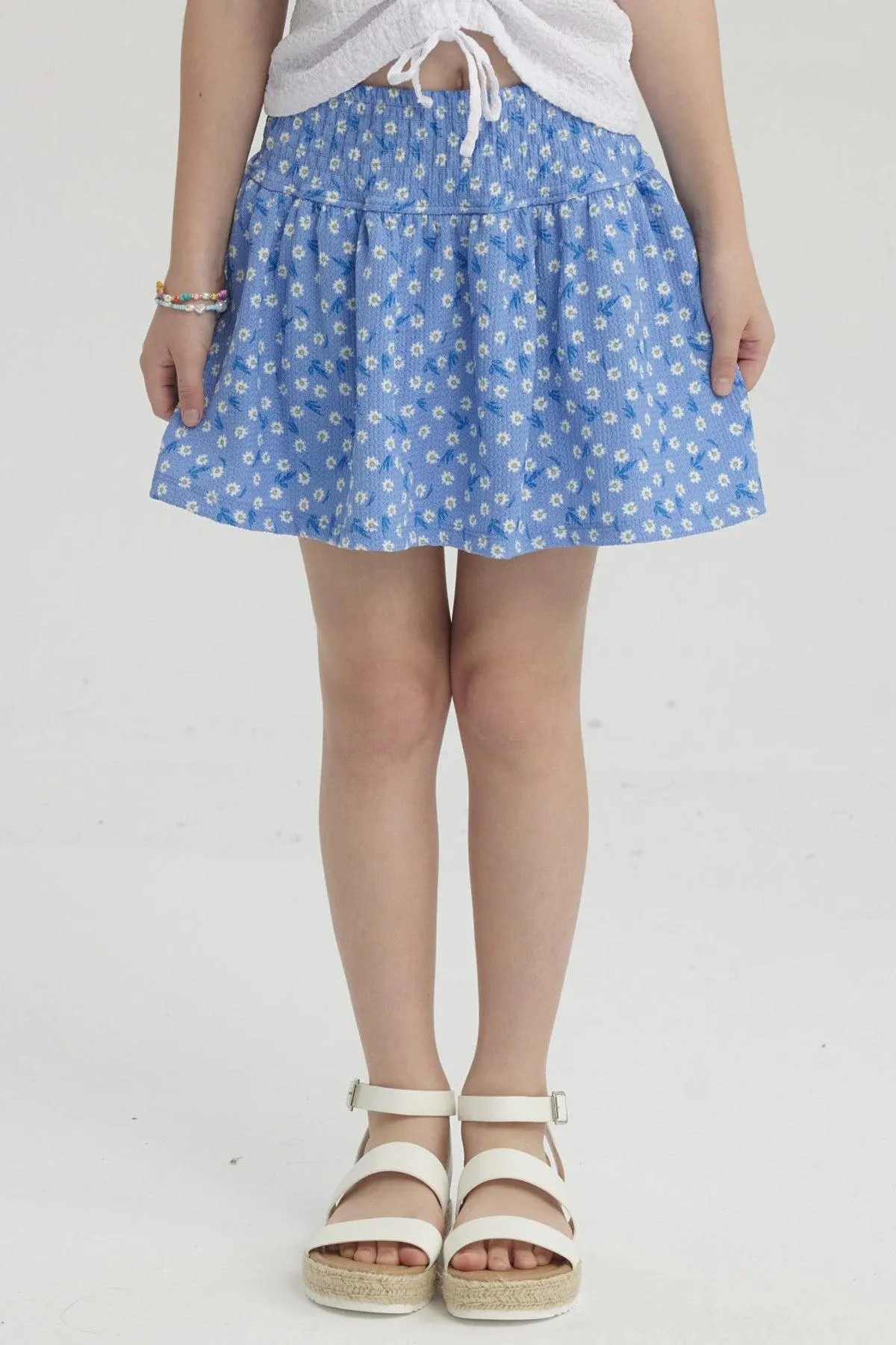 Falda Niña Short Pretina Panal Azulino