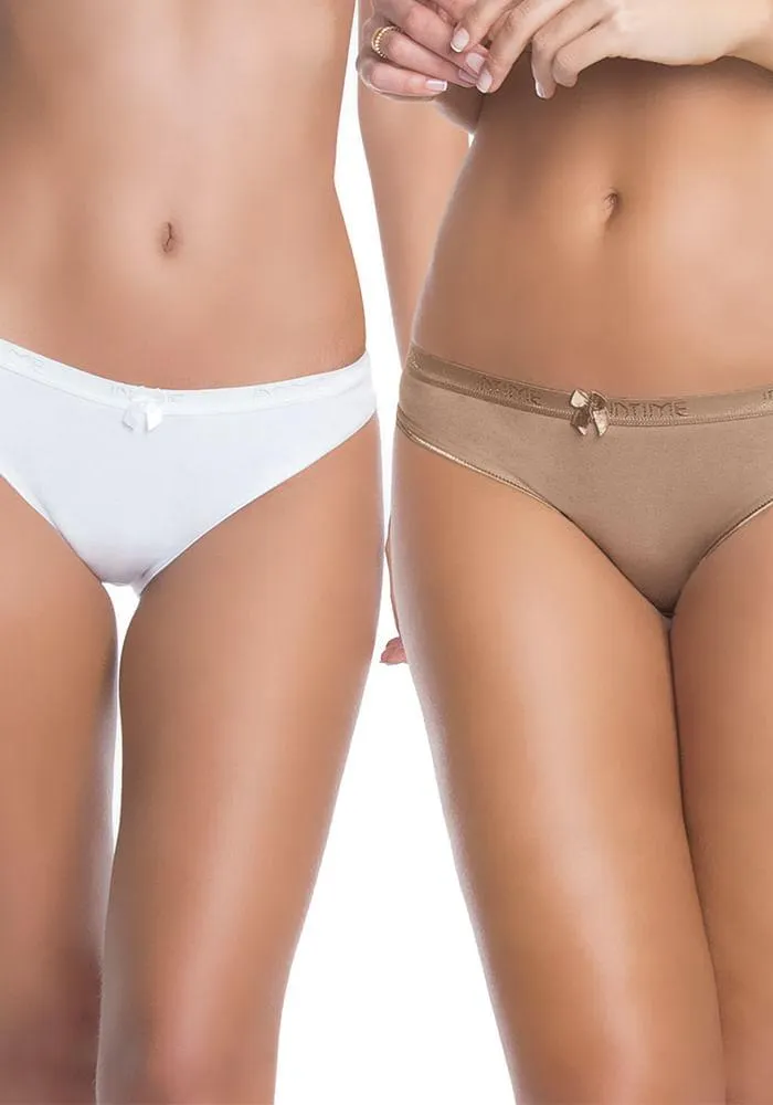 Pack 2 Bikini Algodón Elasticado Blanco
