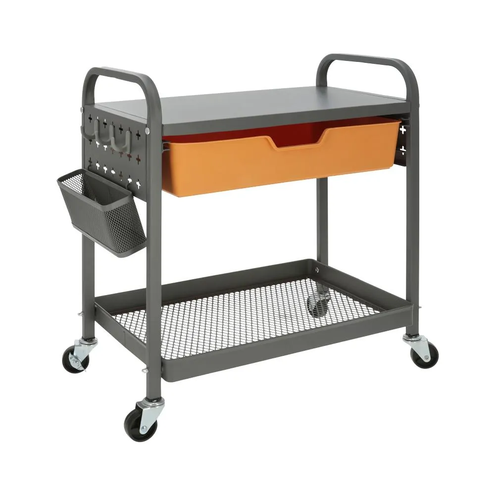 Carro metálico con cajón y bandeja 52x29x58,5 cm