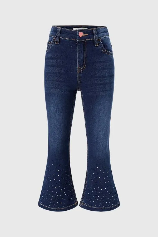Jeans niÑa flare con strass azul