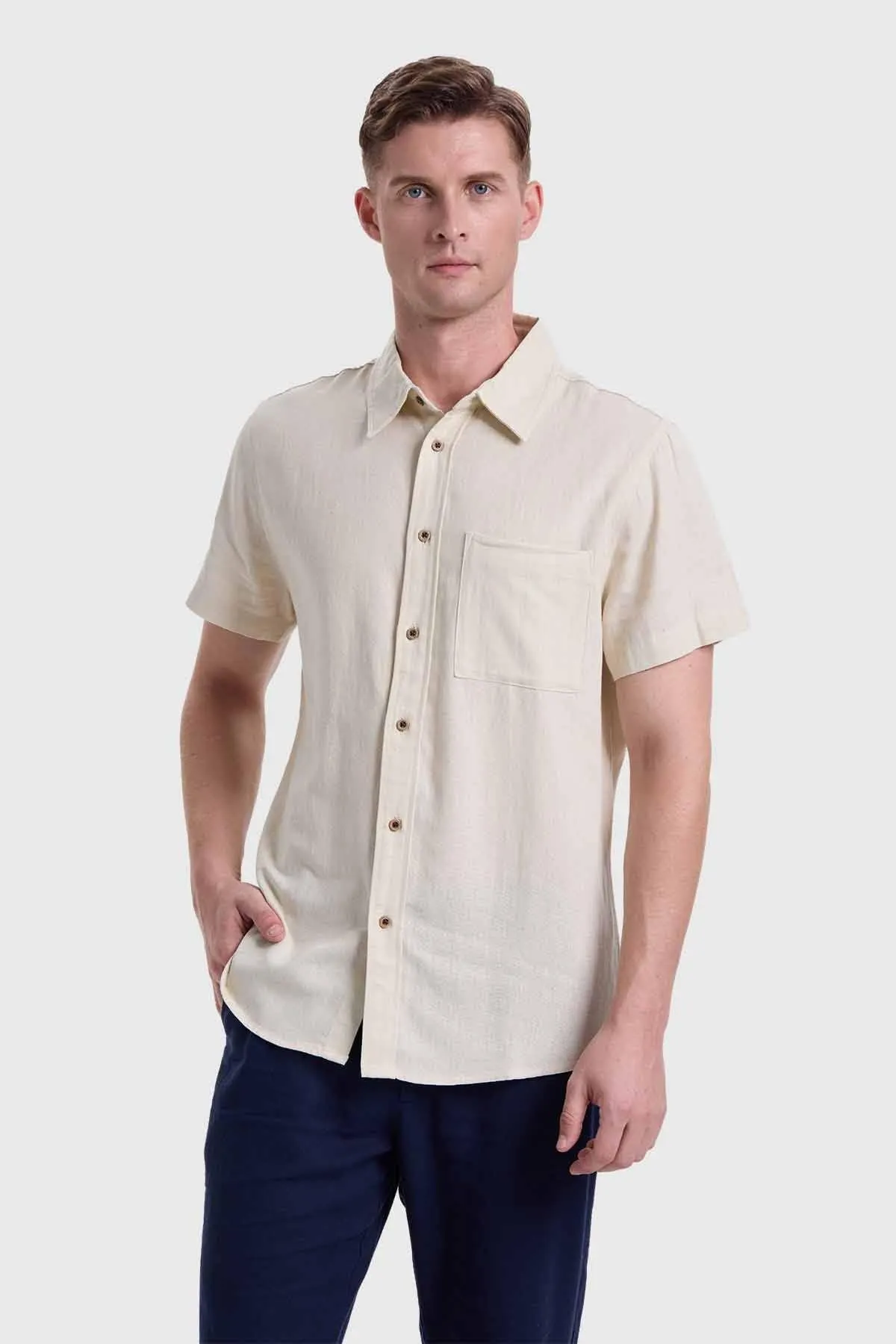 Camisa Hombre Lino Crudo