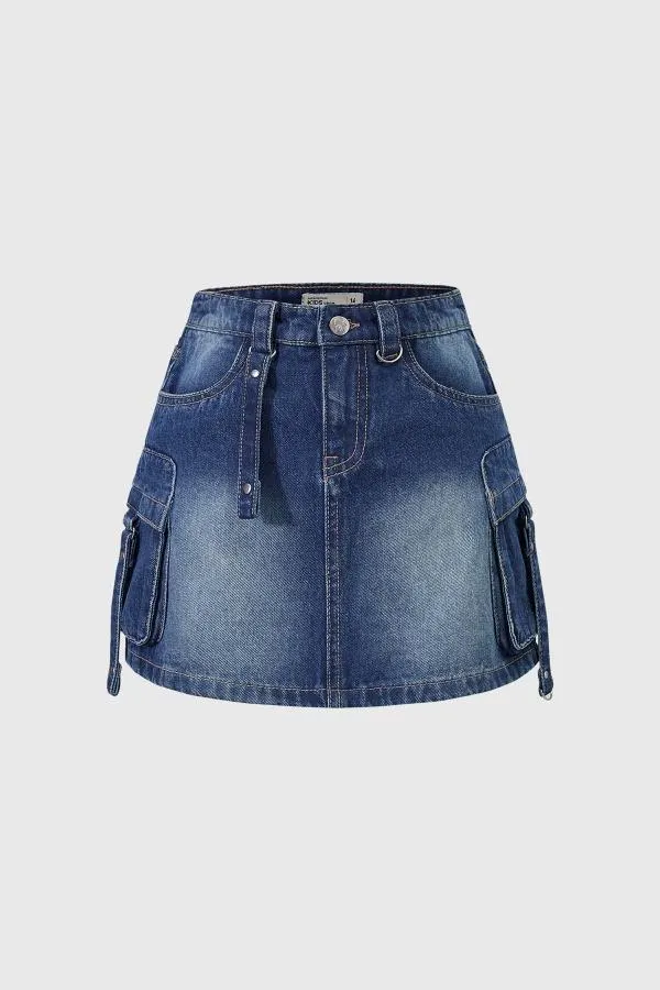 Falda niÑa short cargo azul