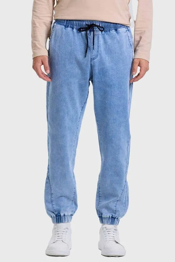Jeans hombre jogger lavado azul claro