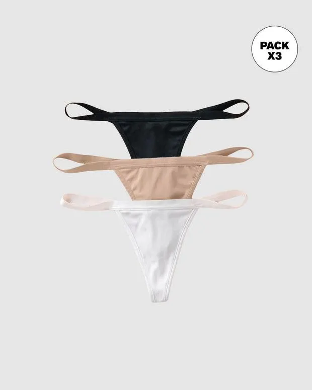 Pack x 3 tangas colaless de tiro bajo