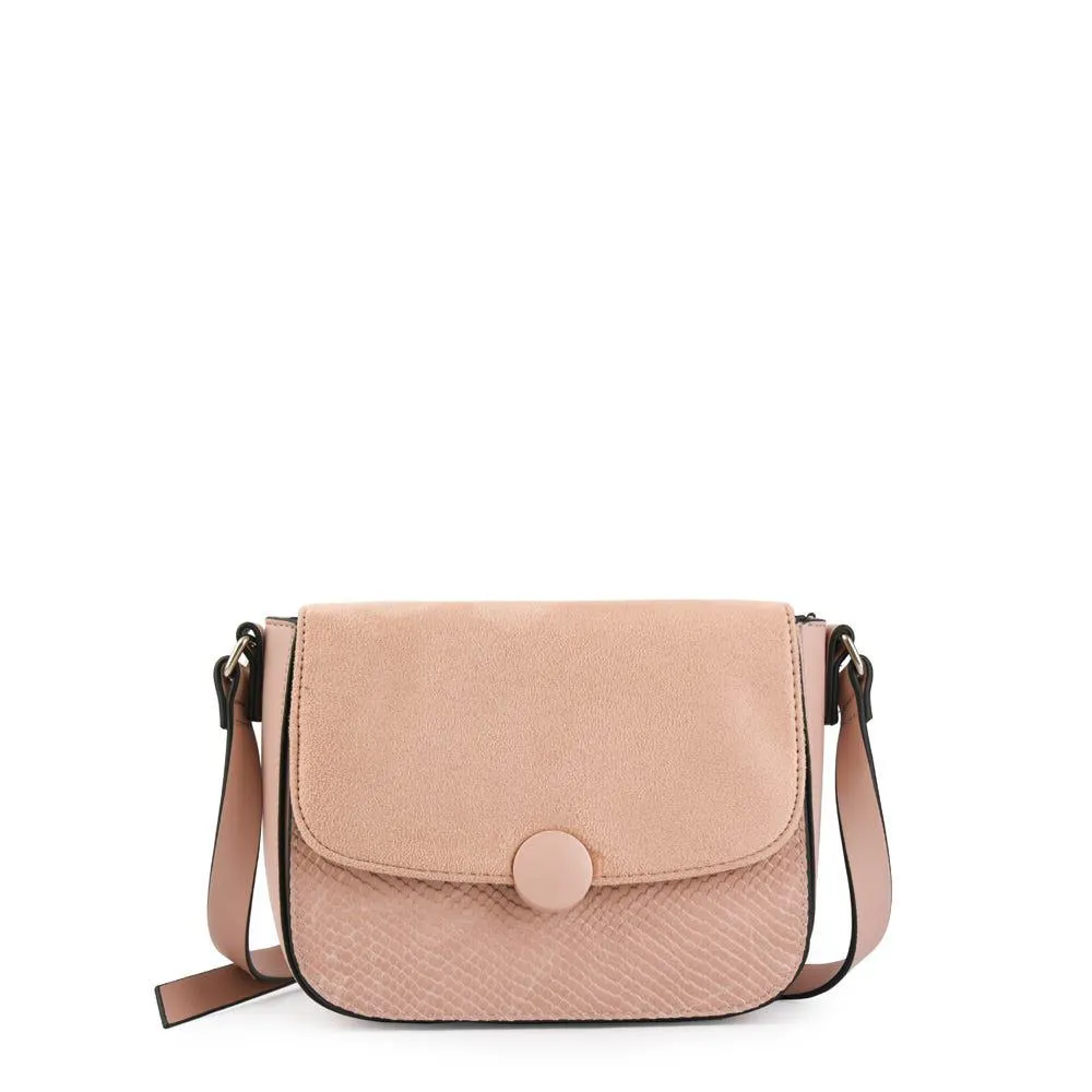 Bouton cartera bandolera con tapa pequeña rosa viejo