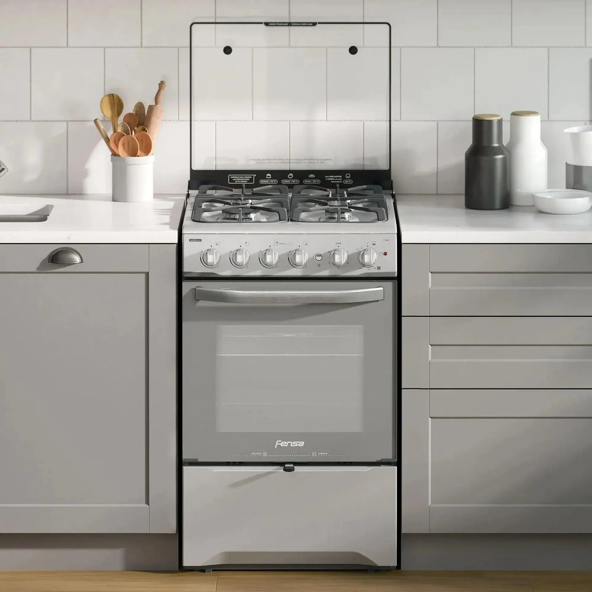 Cocina a Gas 4 Platos VaporBake Triple Llama F 2808 T Fensa