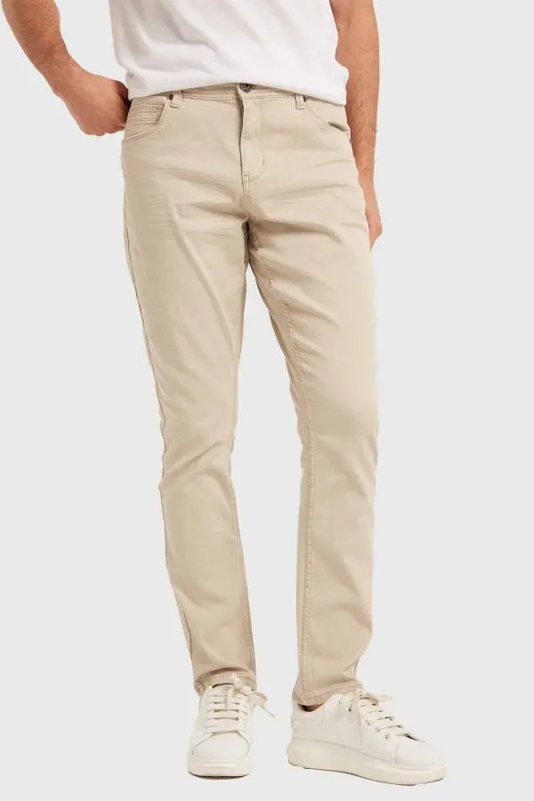 Jeans hombre slim color beige claro