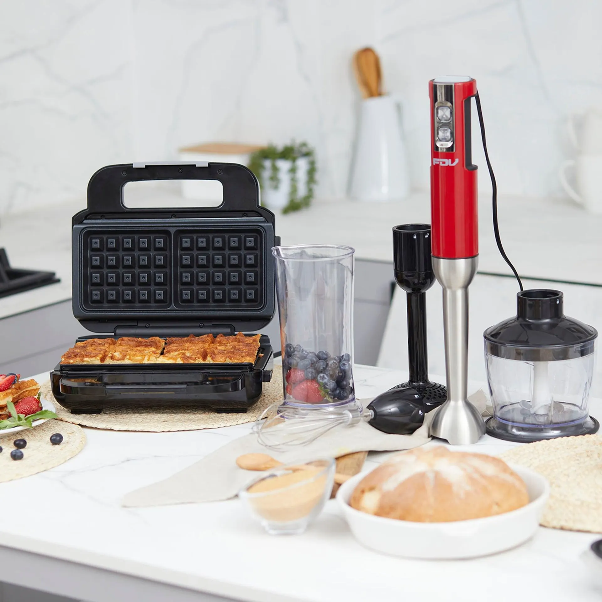 Kit Waflera Sandwichera Press + Minipimer Thunder FDV