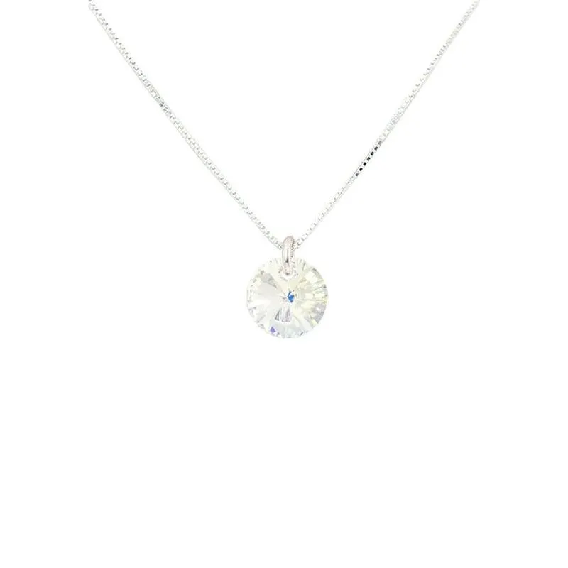 Collar Punto de Luz Plata Italiana 925 y Cristal Genuino Aurora Boreal