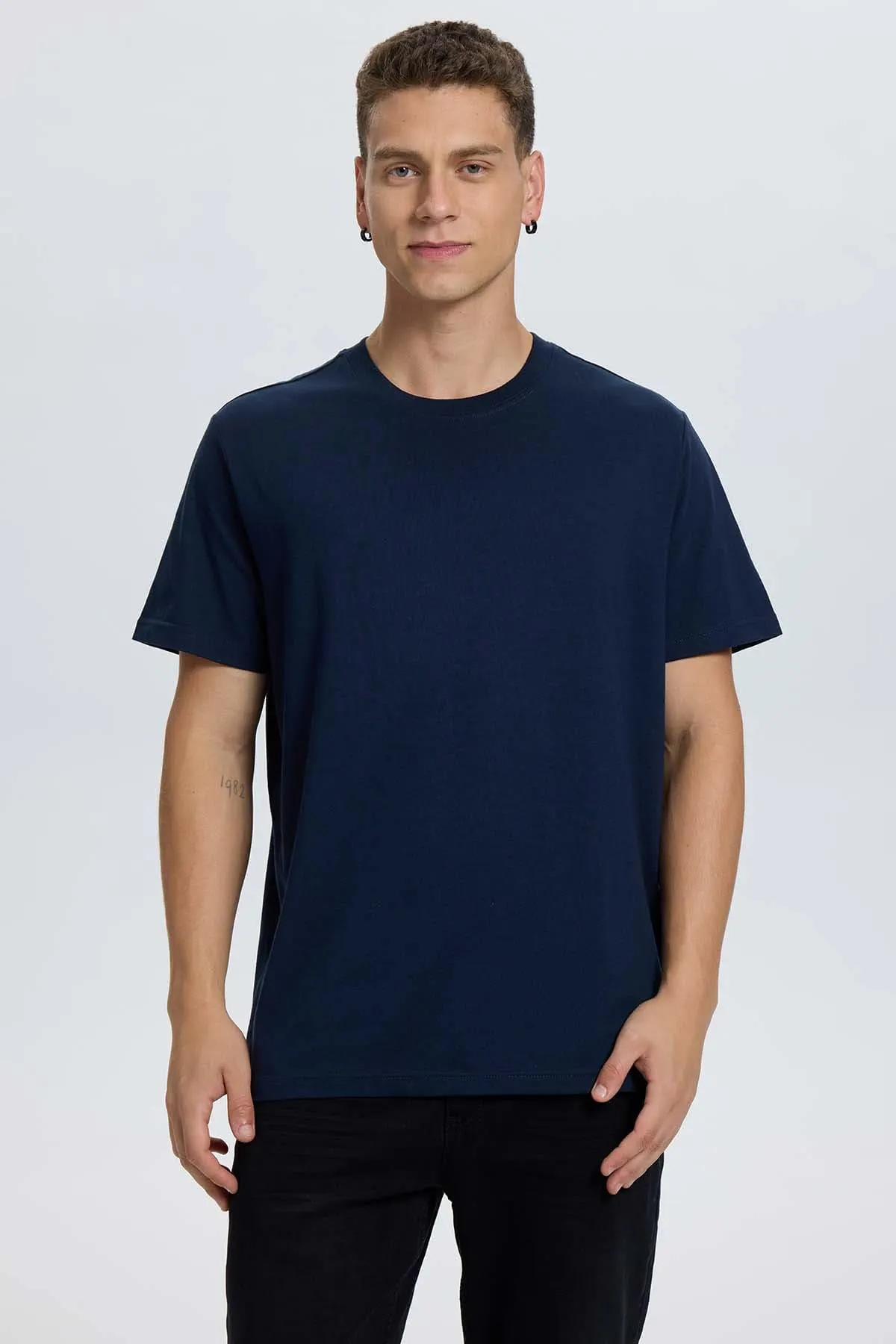 Polera Hombre Regular Fit Básica Azul