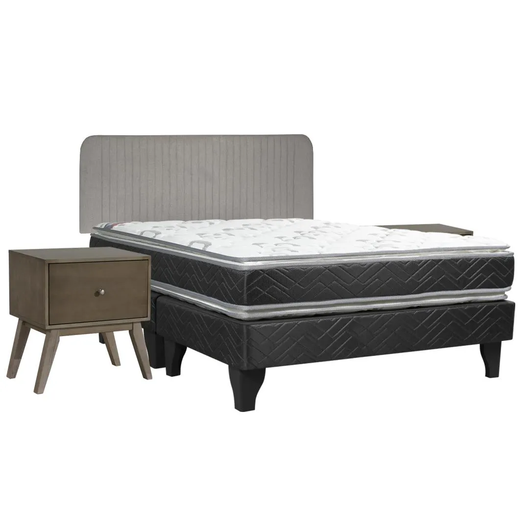 Cama Europea Terapeutic 2 Plazas Base Dividida + Set Mateo