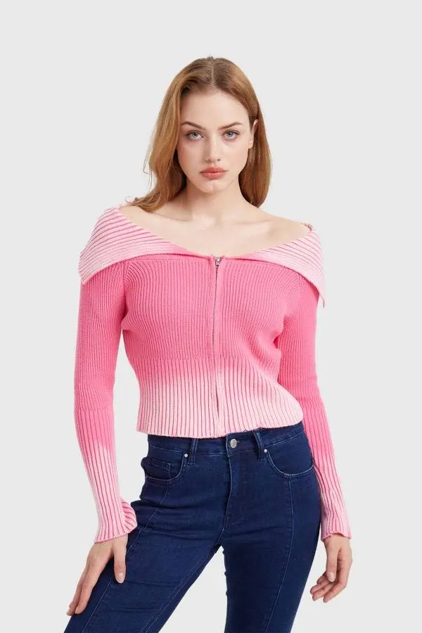 Sweater mujer lavado fucsia