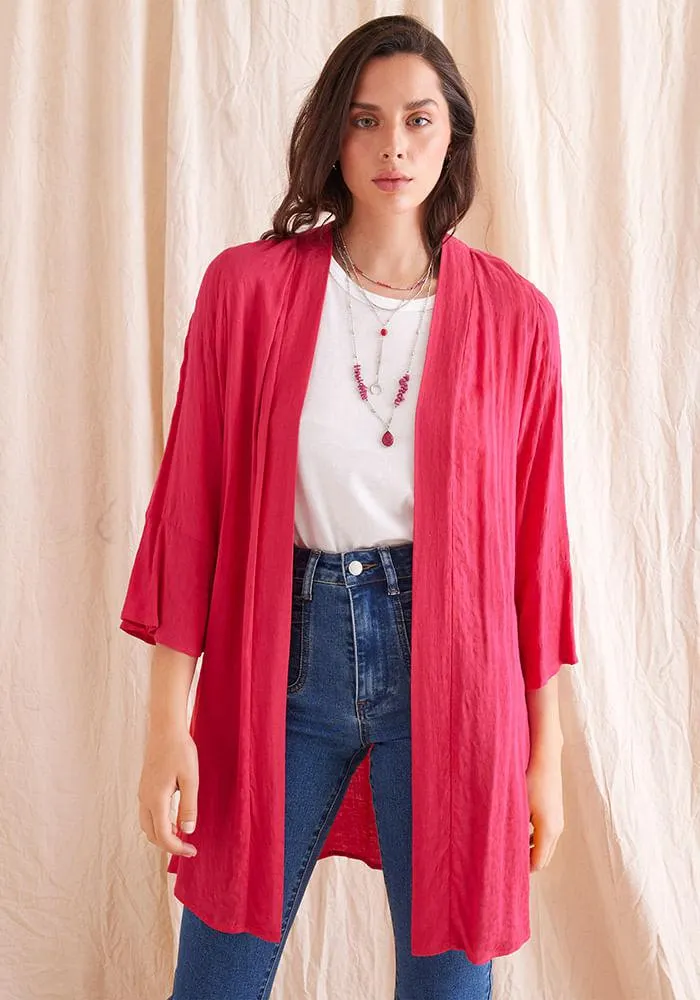 Blusa Tela Texturada Al Tono XS Rojo Oscuro 1