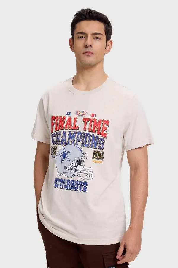 Polera hombre print regular fit beige