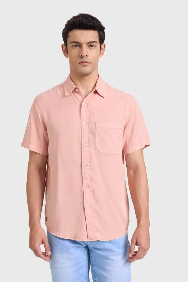 Camisa hombre con bolsillo malva