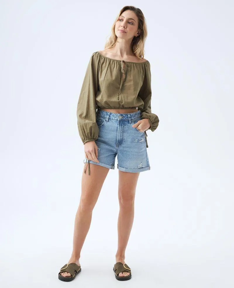 Camisa manga con volumen para mujer