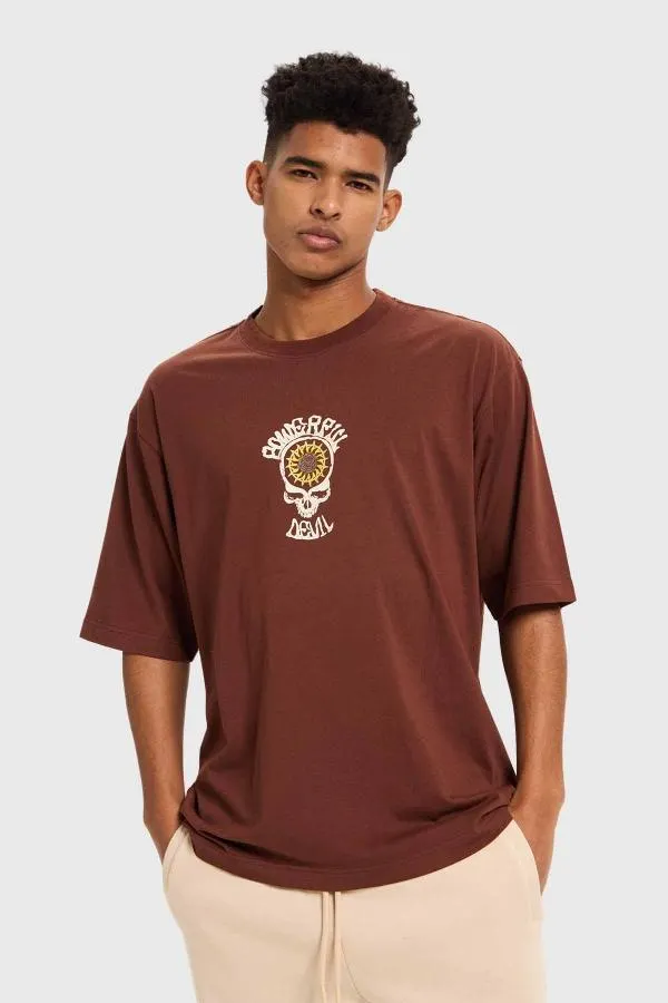 Polera hombre doble print chocolate