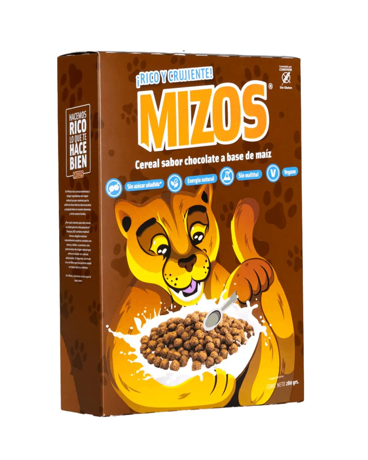 Cereal De Chocolate Sin Azúcar Mizos, 280grs.