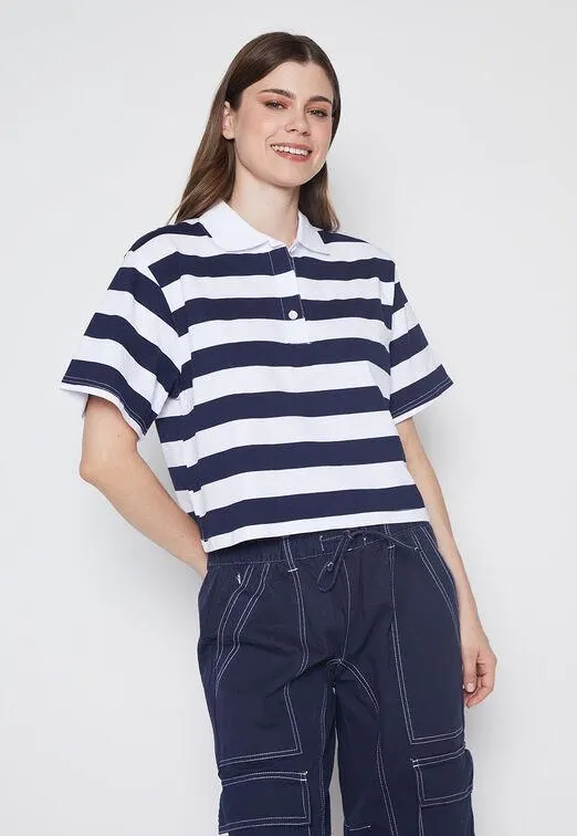 Polera Mujer Blanco Rayada Family Shop