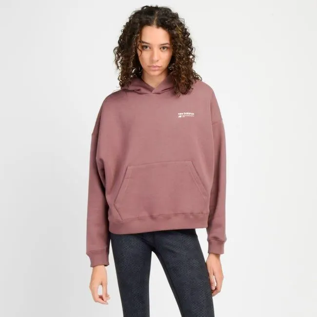 Polerón Lifestyle Mujer New Balance Linear Heritage Brussed Back Fleece Burdeo