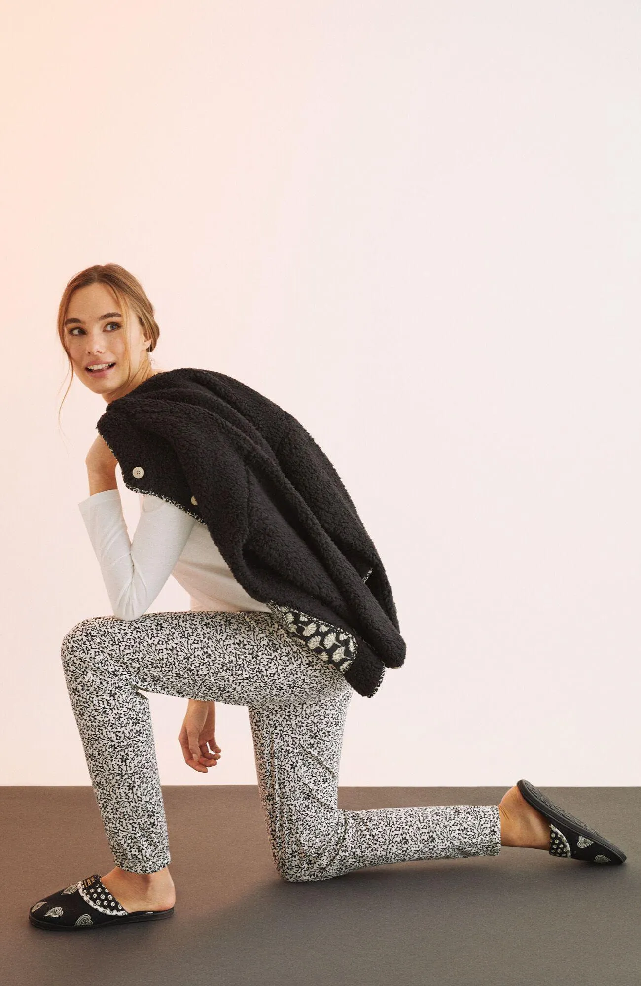 Pantalón Women'Secret Black Love Marfil