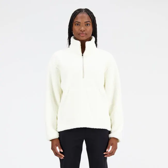 Polerón Lifestyle Mujer New Balance Archiever Sherpa Pullover Blanco