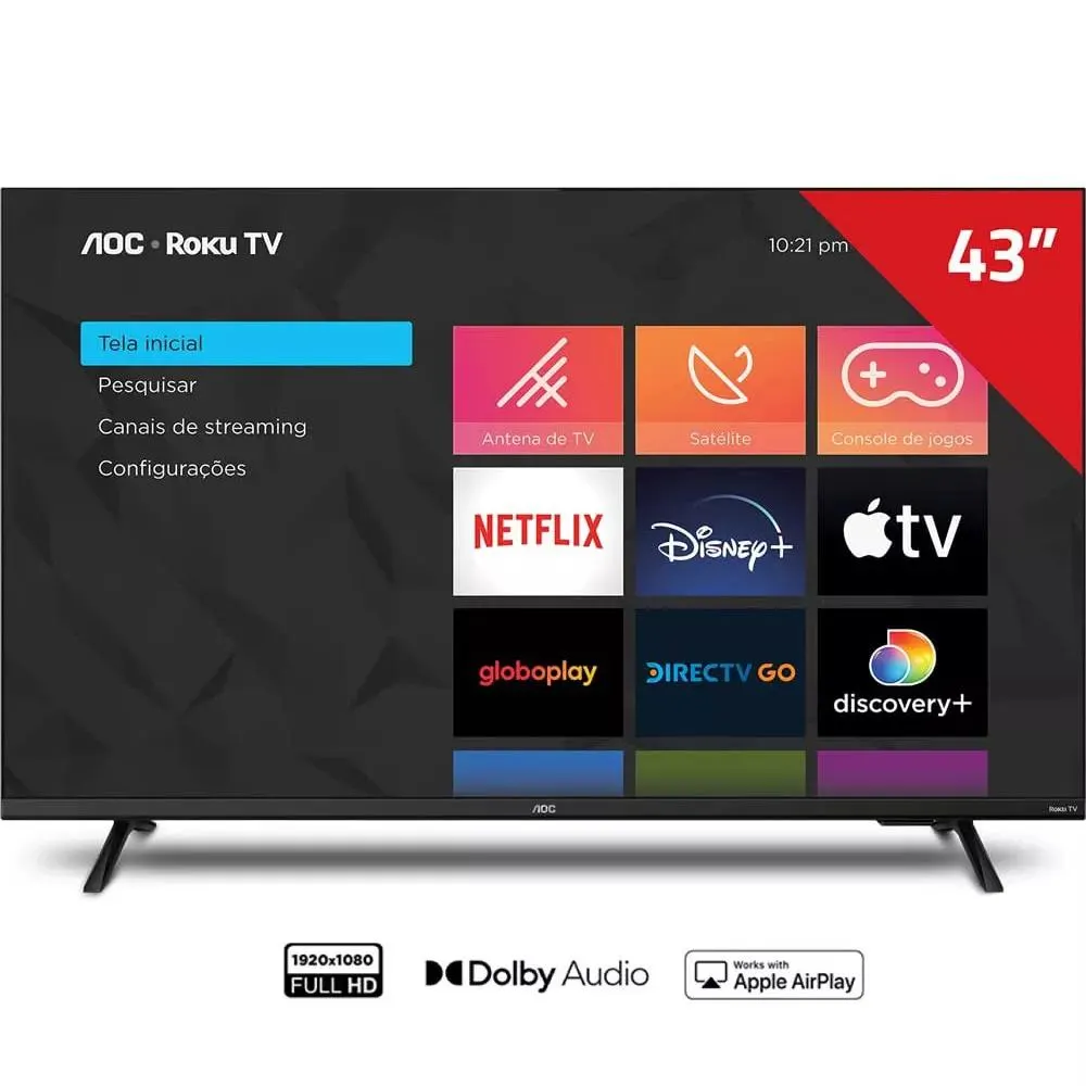 Smart TV LED 43" ROKU TV AOC 43 FHD - 43S5135