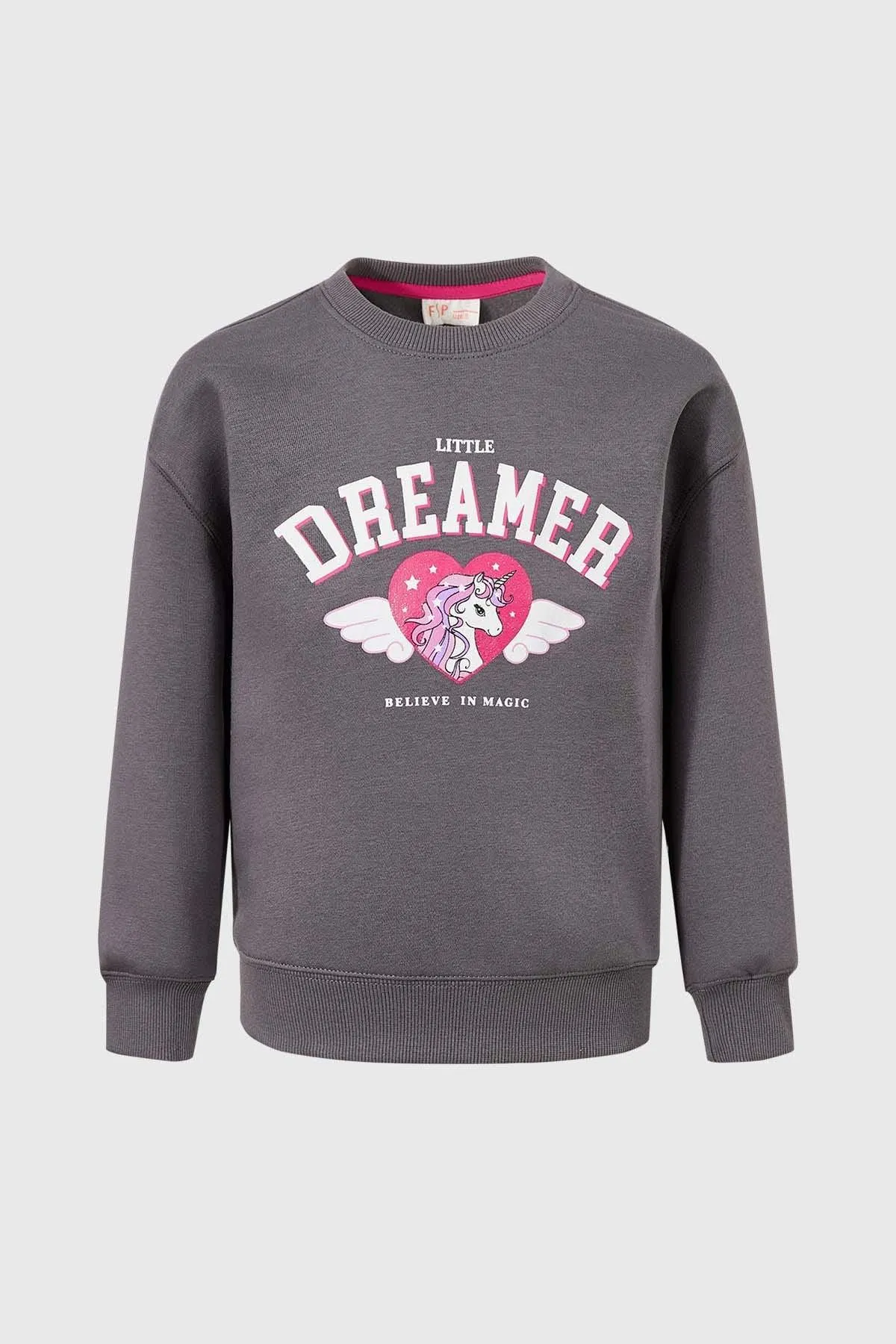 Polerón Niña Básico Gris