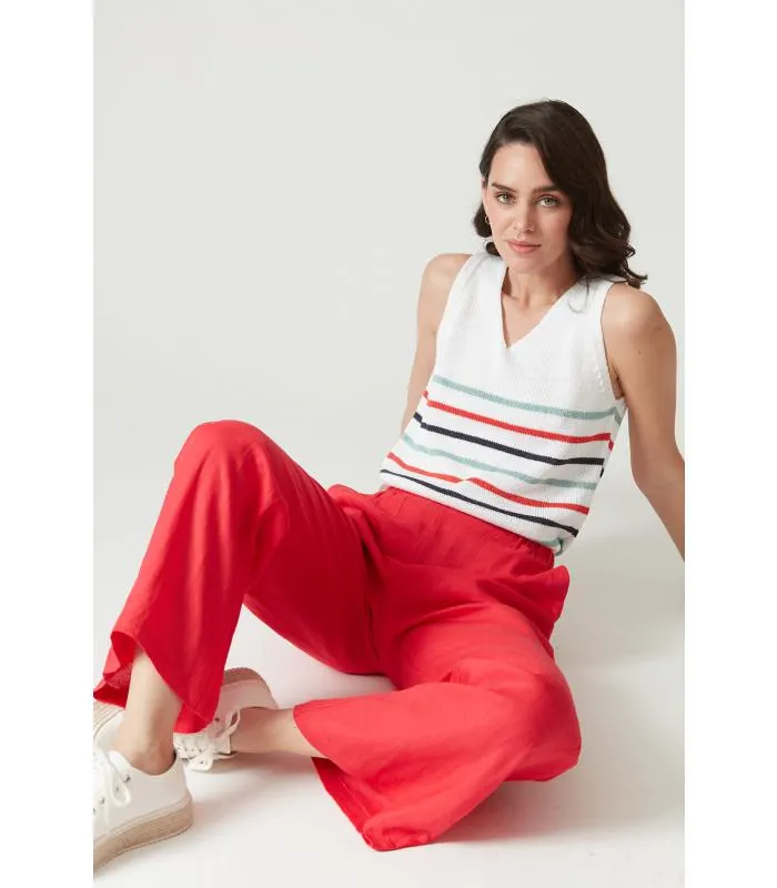 Pantalon de lino straight rojo