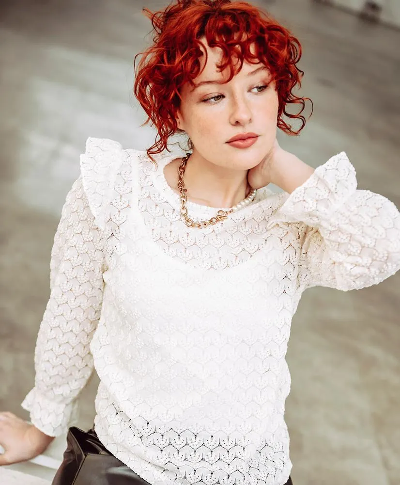 Polera mujer calada vuelos