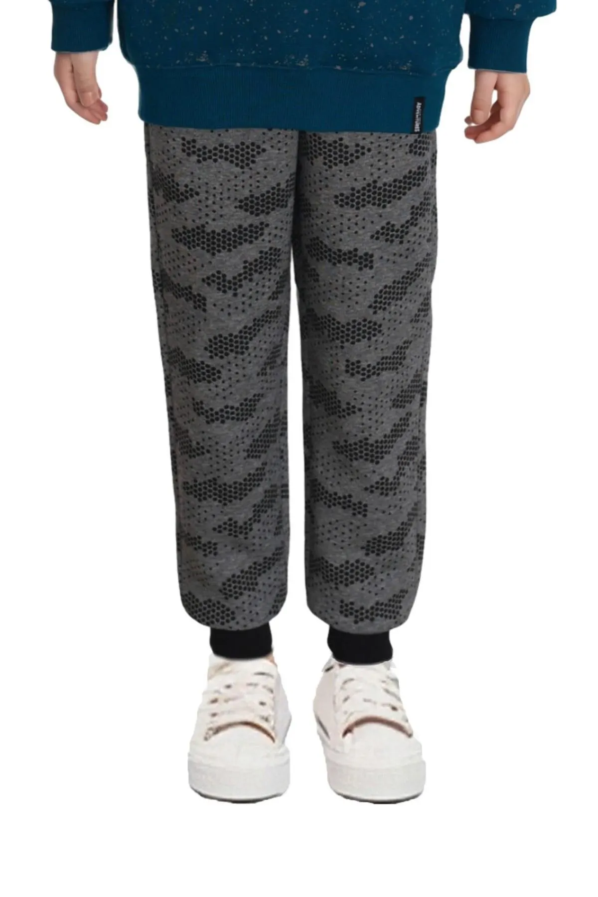 Pantalón Buzo Niño Jogger Print Negro