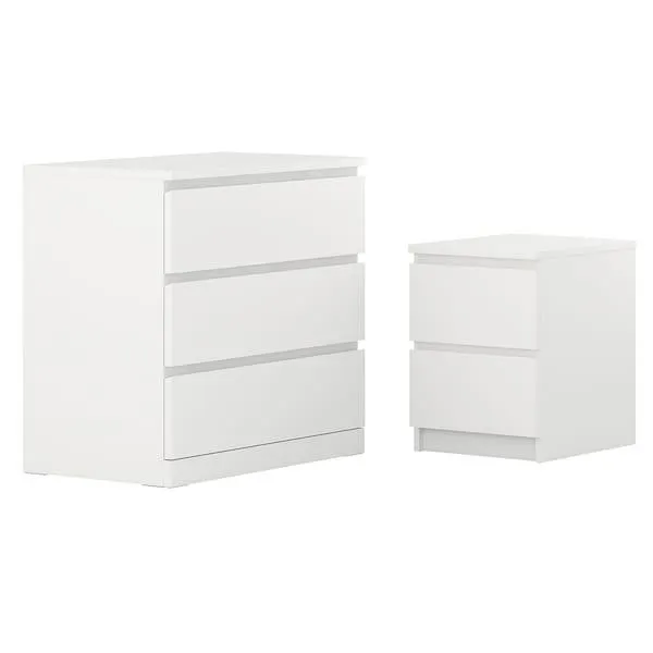 Muebles de dormitorio juego de 2, blanco