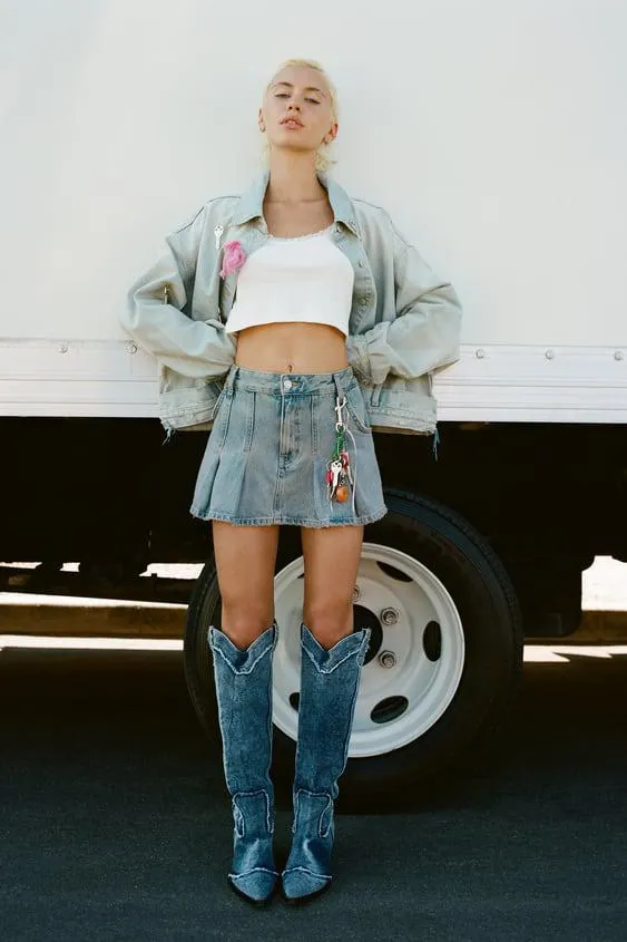 GIACCA DI JEANS TRF EFFETTO VITA DEI PANTALONI