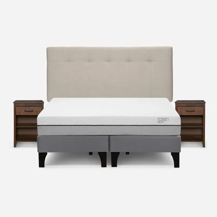 Cama Pratta 2 Plazas + Respaldo New Bennet y Velador Maurice