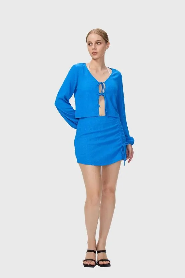 Falda mujer malla azul claro i