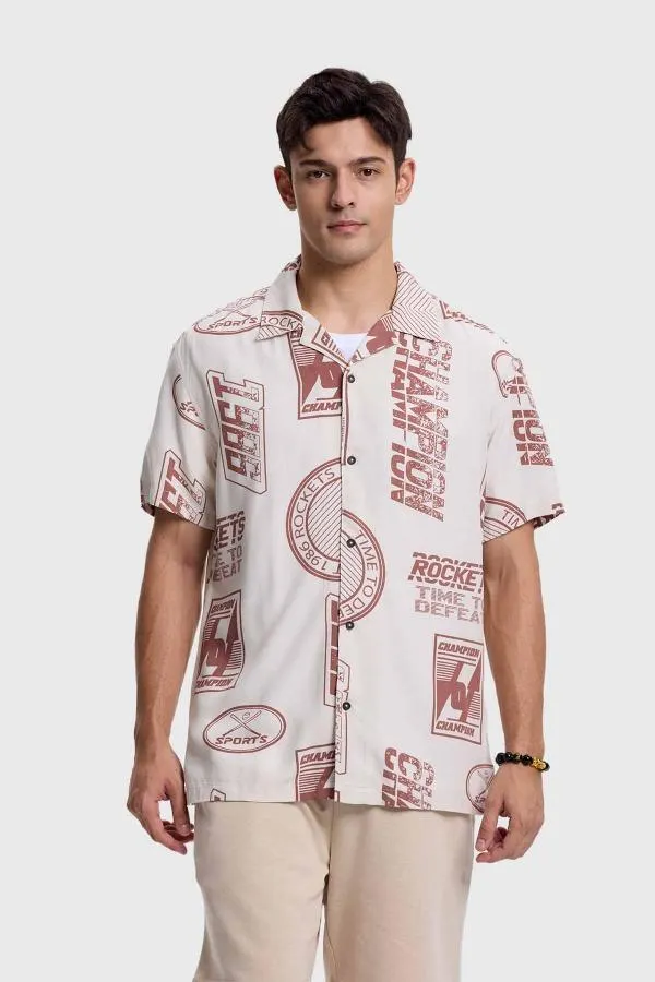 Camisa hombre full rapport beige