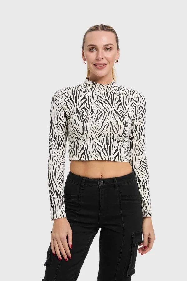 Polera mujer lisa print blanco / negro