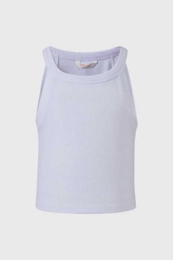 Polera niÑa liso rib blanco