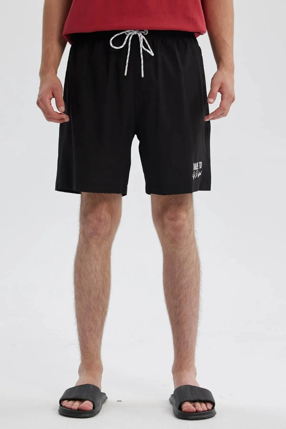Short de Baño Hombre Liso Negro