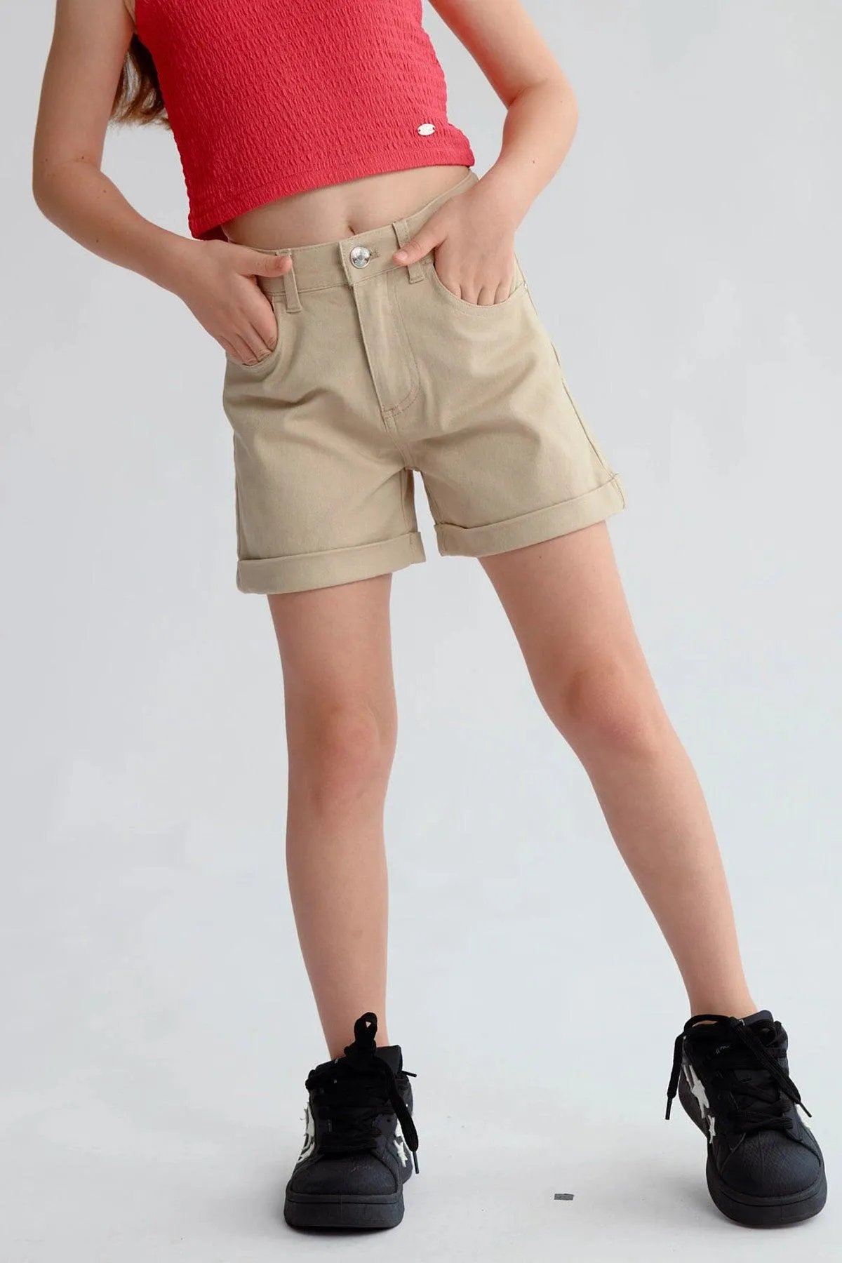 Short Niña Gabardina Básico Beige