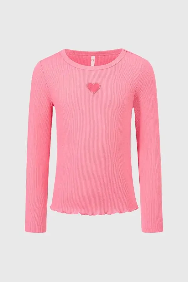 Polera niÑa rib cut rosado