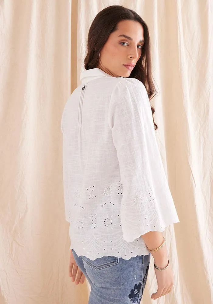 Blusa Bordado Tipo Macrame S Blanco