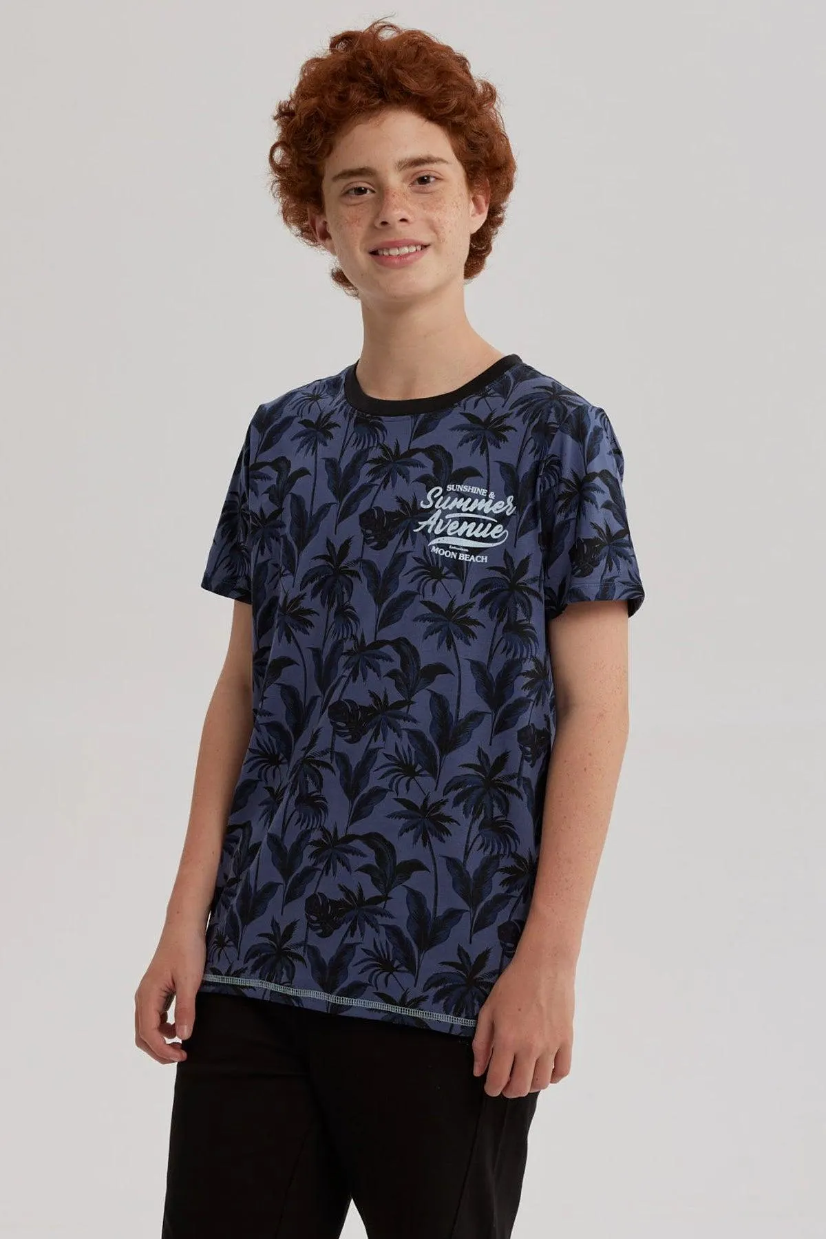 Polera Niño Full Print Y Estampado Azul